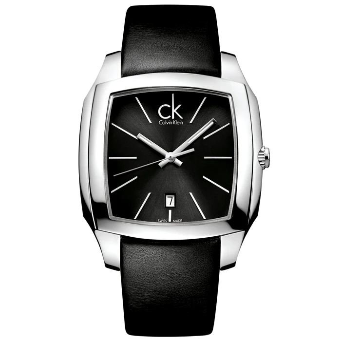 Мъжки ръчен часовник с кварцов механизъм - корпус от Стомана - Естествена кожа - цвят Черен Черен