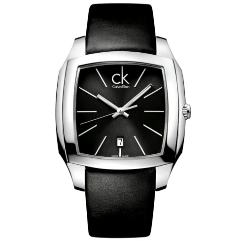 Мъжки ръчен часовник с кварцов механизъм - корпус от Стомана - Естествена кожа - цвят Черен Черен