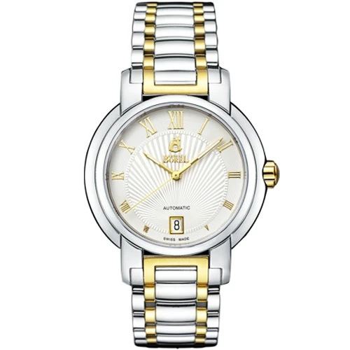 Дамски ръчен часовник с автоматичен механизъм - корпус от Стомана - Стоманена верижка - цвят Бял Злато