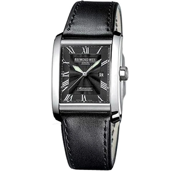 Унисекс ръчен часовник с автоматичен механизъм - корпус от Стомана - Естествена кожа - цвят Черен Черен