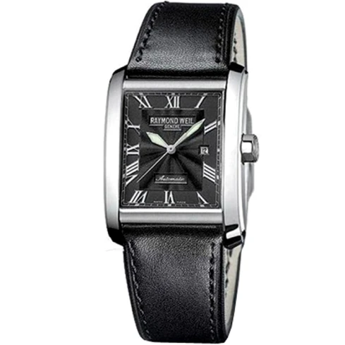 Унисекс ръчен часовник с автоматичен механизъм - корпус от Стомана - Естествена кожа - цвят Черен Черен