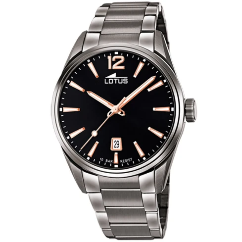 Мъжки ръчен часовник с кварцов механизъм - корпус от Стомана - Стоманена верижка - цвят Черен Розово Злато