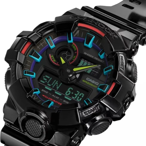 Мъжки ръчен часовник с кварцов механизъм - корпус от Полимер - Полимер - цвят Черен