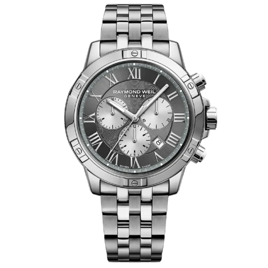 Raymond Weil 8560-ST-00606 Tango - Мъжки ръчен часовник с кварцов механизъм - корпус от Стомана - Стоманена верижка - цвят Сив Сив