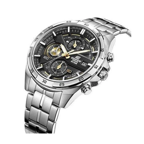 Мъжки ръчен часовник с кварцов механизъм - корпус от Стомана - Стоманена верижка - цвят Черен Сив