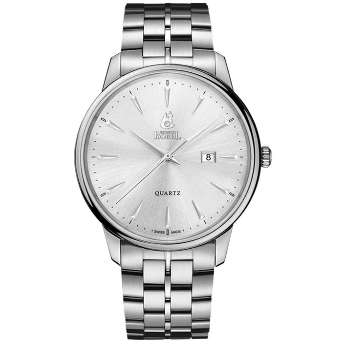 Мъжки ръчен часовник с кварцов механизъм - корпус от Стомана - Стоманена верижка - цвят Сребрист Сив