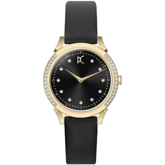 Pierre Cardin CPI.2573 Pigalle Glam - Дамски ръчен часовник с кварцов механизъм - корпус от Стомана - Естествена кожа - цвят Черен Черен
