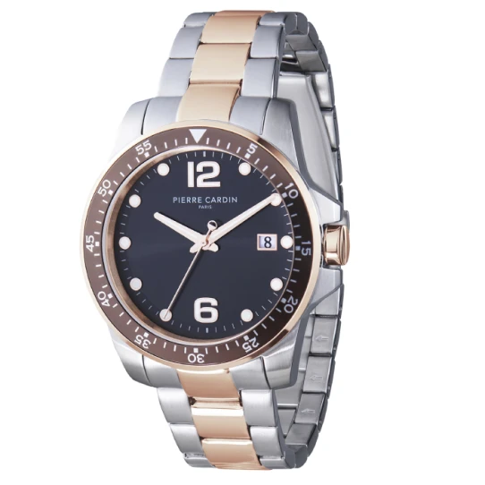 Pierre Cardin CNI.0033 Nation - Мъжки ръчен часовник с кварцов механизъм - корпус от Стомана - Стоманена верижка - цвят Черен