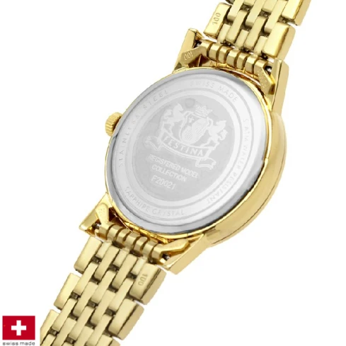 Дамски ръчен часовник с кварцов механизъм - корпус от Стомана и злато 18К - Златна верижка - цвят Злато