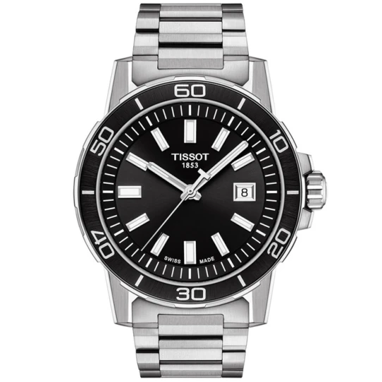 Мъжки ръчен часовник с кварцов механизъм - корпус от Стомана и алуминий - Стоманена верижка - цвят Черен Сив