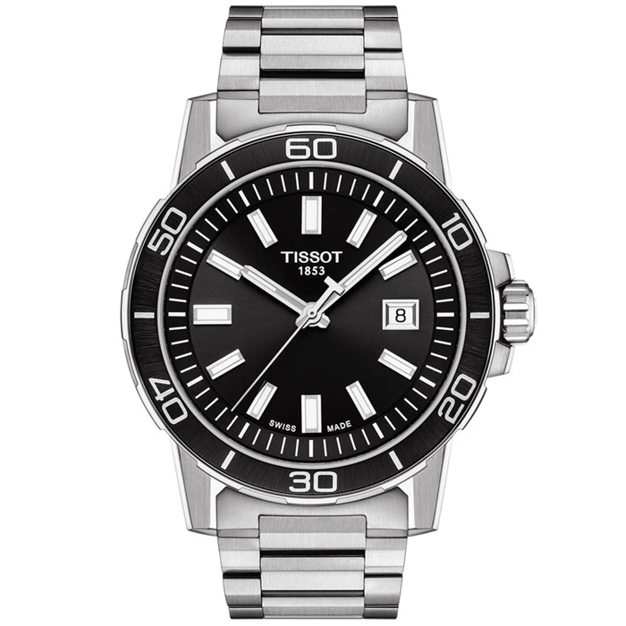 Мъжки ръчен часовник с кварцов механизъм - корпус от Стомана и алуминий - Стоманена верижка - цвят Черен Сив