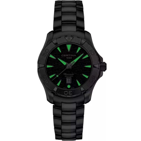 Дамски ръчен часовник с кварцов механизъм - корпус от Стомана - Стоманена верижка - цвят Черен Сив