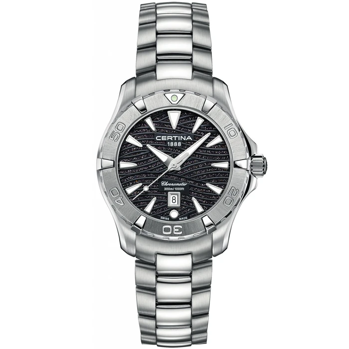 Дамски ръчен часовник с кварцов механизъм - корпус от Стомана - Стоманена верижка - цвят Черен Сив