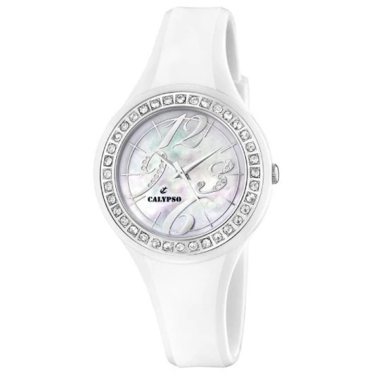 Унисекс ръчен часовник с кварцов механизъм - корпус от Полимер - Полимер - цвят Седеф Бял