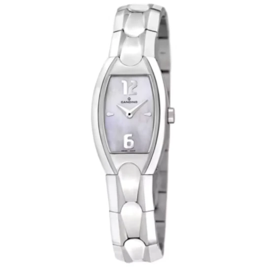 Дамски ръчен часовник с кварцов механизъм - корпус от Титан - Титаниева верижка - цвят Седеф Сив