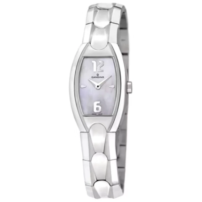 Дамски ръчен часовник с кварцов механизъм - корпус от Титан - Титаниева верижка - цвят Седеф Сив