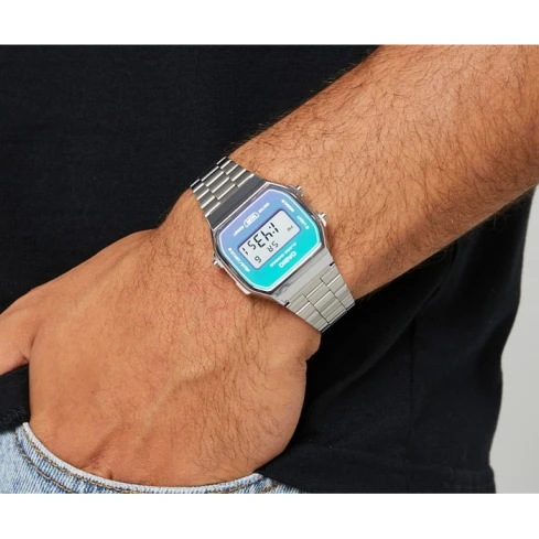 Мъжки ръчен часовник с кварцов механизъм - корпус от Полимер - Стоманена верижка - цвят Сив Сив