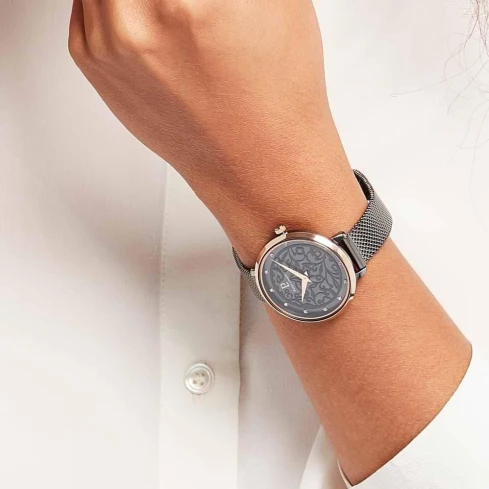 Pierre Lannier 045L988 Eolia Crystal - Дамски ръчен часовник с кварцов механизъм - корпус от Стомана - Меш - цвят Черен Черен