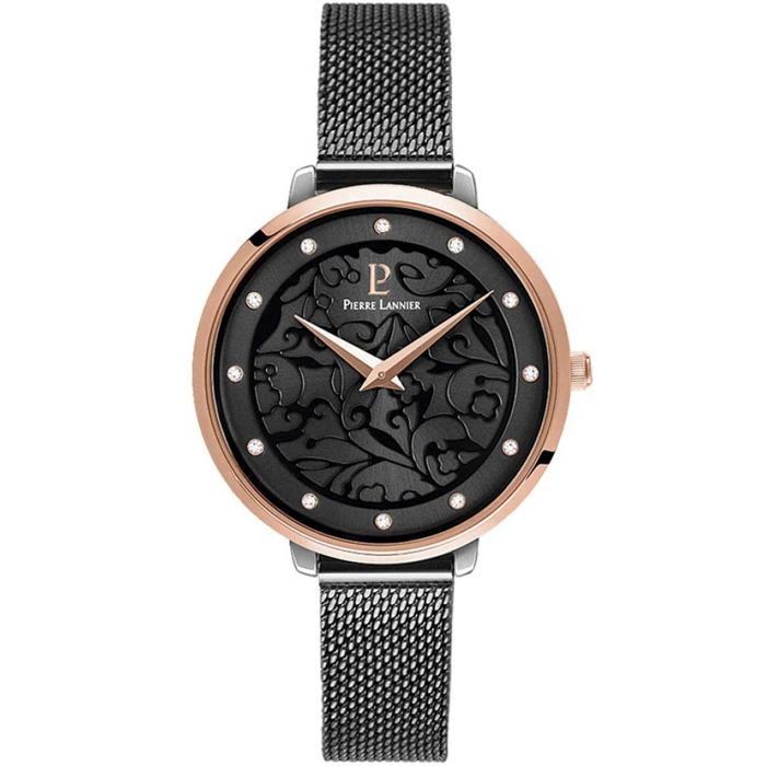 Дамски ръчен часовник с кварцов механизъм - корпус от Стомана - Меш - цвят Черен Черен