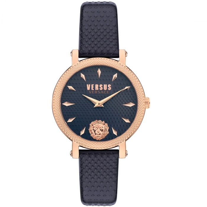 Дамски ръчен часовник с кварцов механизъм - корпус от Стомана - Синтетична кожа - цвят Син Син