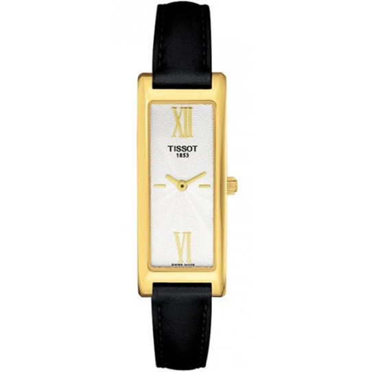 Дамски ръчен часовник с кварцов механизъм - корпус от Жълто злато 18К - Естествена кожа - цвят Бял Черен