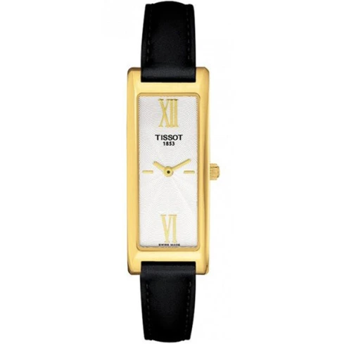 Дамски ръчен часовник с кварцов механизъм - корпус от Жълто злато 18К - Естествена кожа - цвят Бял Черен