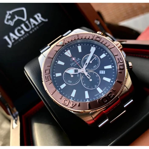 Мъжки ръчен часовник с кварцов механизъм - корпус от Стомана - Стоманена верижка - цвят Кафяв Сив