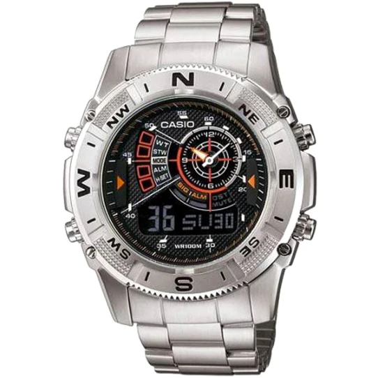 Мъжки ръчен часовник с кварцов механизъм - корпус от Стомана - Стоманена верижка - цвят Черен Сив