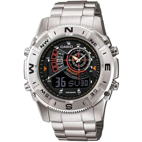 Мъжки ръчен часовник с кварцов механизъм - корпус от Стомана - Стоманена верижка - цвят Черен Сив