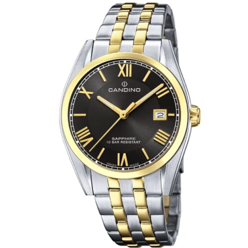 Мъжки ръчен часовник с кварцов механизъм - корпус от Стомана - Стоманена верижка - цвят Злато Злато