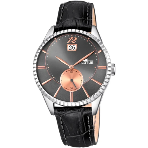 Мъжки ръчен часовник с кварцов механизъм - корпус от Стомана - Естествена кожа - цвят Черен Черен