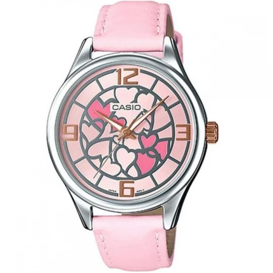 Дамски ръчен часовник с кварцов механизъм - корпус от Стомана - Синтетична кожа - цвят Розов Розов