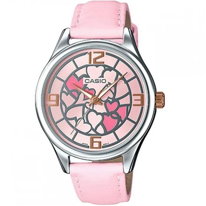 Дамски ръчен часовник с кварцов механизъм - корпус от Стомана - Синтетична кожа - цвят Розов Розов