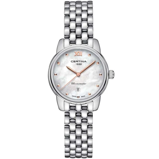 Certina C033.051.11.118.01 DS-8 - Дамски ръчен часовник с кварцов механизъм - корпус от Стомана - Стоманена верижка - цвят Седеф Сив