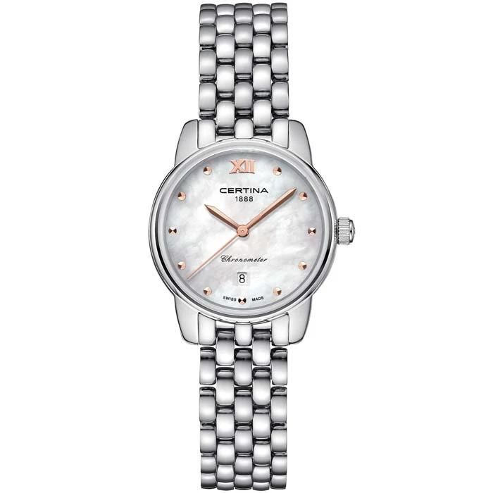 Дамски ръчен часовник с кварцов механизъм - корпус от Стомана - Стоманена верижка - цвят Седеф Сив