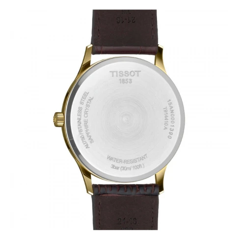 Мъжки ръчен часовник с кварцов механизъм - корпус от Жълто злато - Естествена кожа - цвят Бял Кафяв