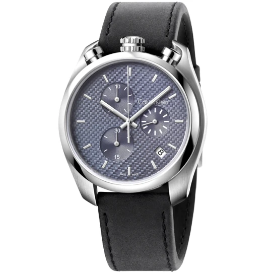 Мъжки ръчен часовник с кварцов механизъм - корпус от Стомана - Естествена кожа - цвят Син Черен