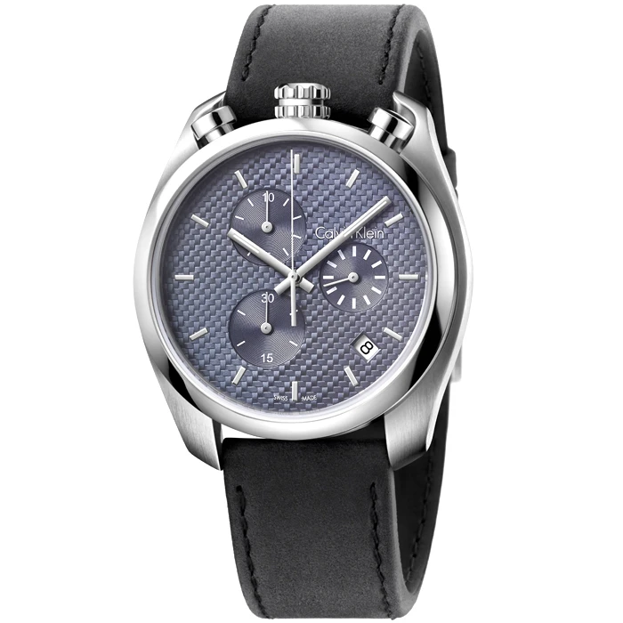 Мъжки ръчен часовник с кварцов механизъм - корпус от Стомана - Естествена кожа - цвят Син Черен