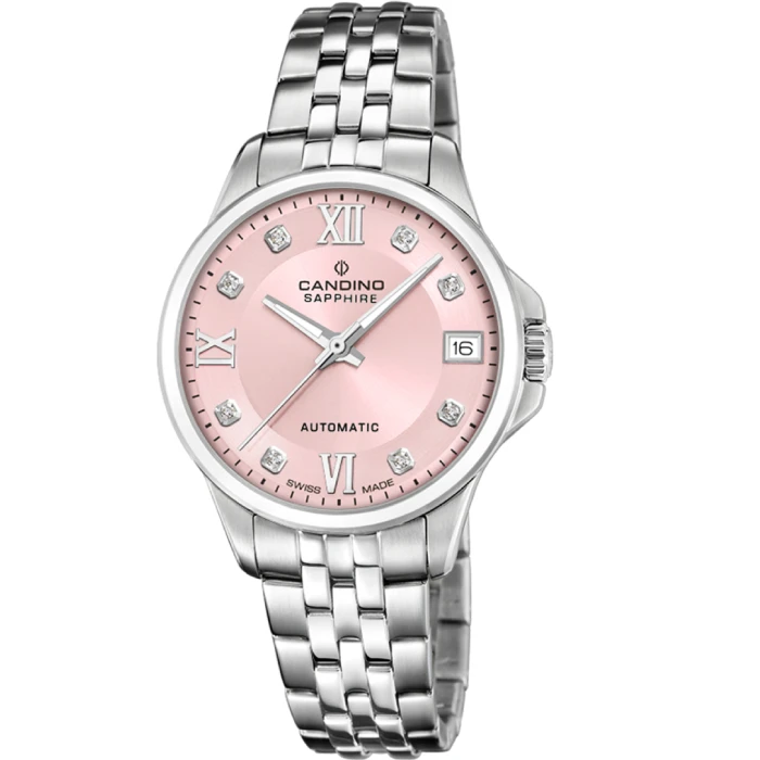 Дамски ръчен часовник с автоматичен механизъм - корпус от Стомана - Стоманена верижка - цвят Розов