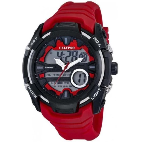 Унисекс ръчен часовник с кварцов механизъм - корпус от Полимер - Полимер - цвят Сив Червен