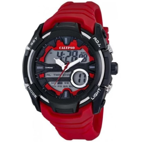 Унисекс ръчен часовник с кварцов механизъм - корпус от Полимер - Полимер - цвят Сив Червен