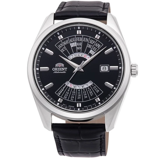 Мъжки ръчен часовник с автоматичен механизъм - корпус от Стомана - Естествена кожа - цвят Черен Черен