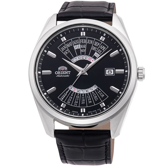 Мъжки ръчен часовник с автоматичен механизъм - корпус от Стомана - Естествена кожа - цвят Черен Черен