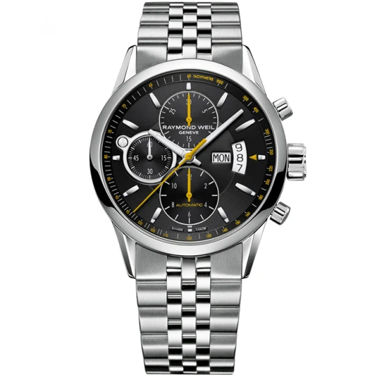 Мъжки ръчен часовник с автоматичен механизъм - корпус от Стомана - Стоманена верижка - цвят Черен Сив