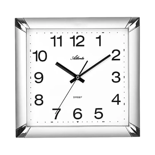 Унисекс стенен часовник с кварцов механизъм - цвят Бял Сребрист