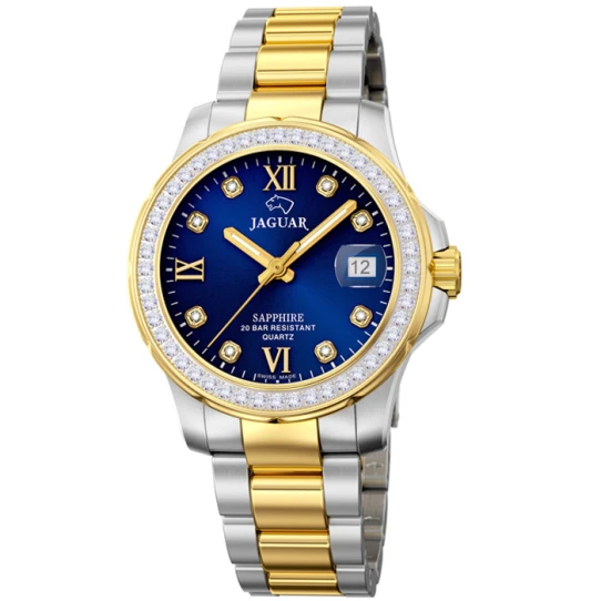 Дамски ръчен часовник с кварцов механизъм - корпус от Стомана - Стоманена верижка - цвят Син Сив