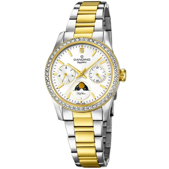 Дамски ръчен часовник с кварцов механизъм - корпус от Стомана - Стоманена верижка - цвят Бял Злато