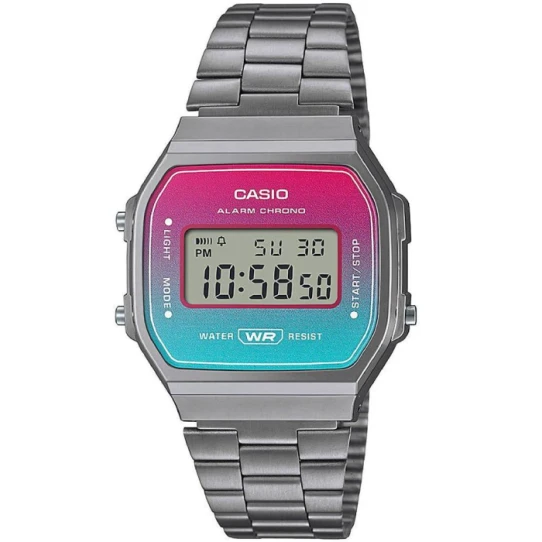 Мъжки ръчен часовник с кварцов механизъм - корпус от Полимер - Стоманена верижка - цвят Сив Сив