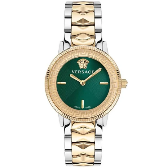 Дамски ръчен часовник с кварцов механизъм - корпус от Стомана - Стоманена верижка - цвят Зелен Злато