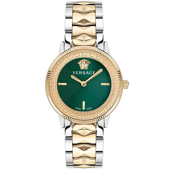 Дамски ръчен часовник с кварцов механизъм - корпус от Стомана - Стоманена верижка - цвят Зелен Злато